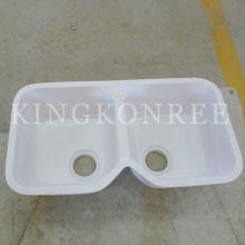 Composite Acrylic Solid Surface Kitchen Sinks Handmade Double Sink / Solid Surface Sinks