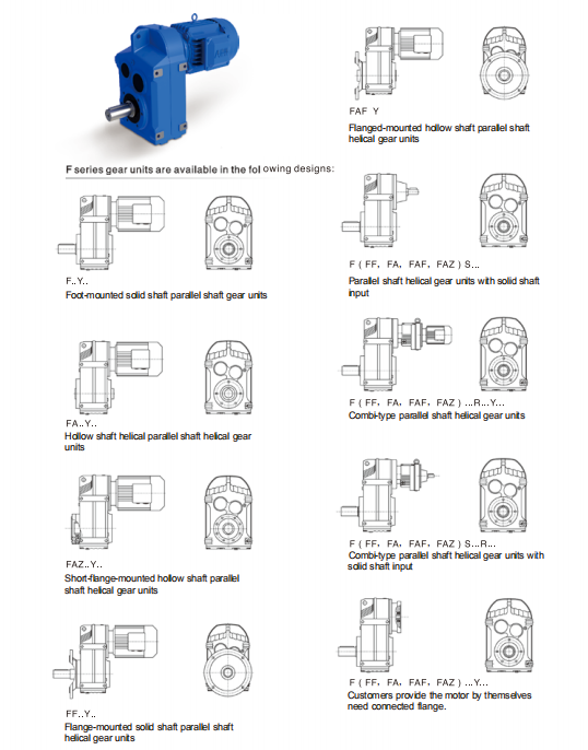 High efficiency Parallel-Shaft helical gear motor F series helical Gear motor