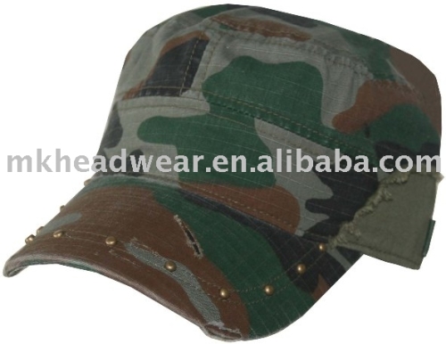 character camouflage army cap with patch work