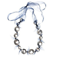 1219-QR Crystals Necklace with Lace Strand Necklace