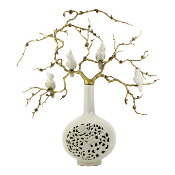 Ceramic Decorative Jar with Openwork Fine Bone Ceramic Vase