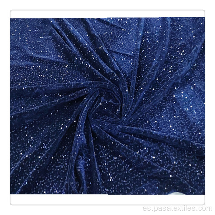 Lentejuela azul marino 3mm Velvet Spandex DHL Tela de entrega rápida