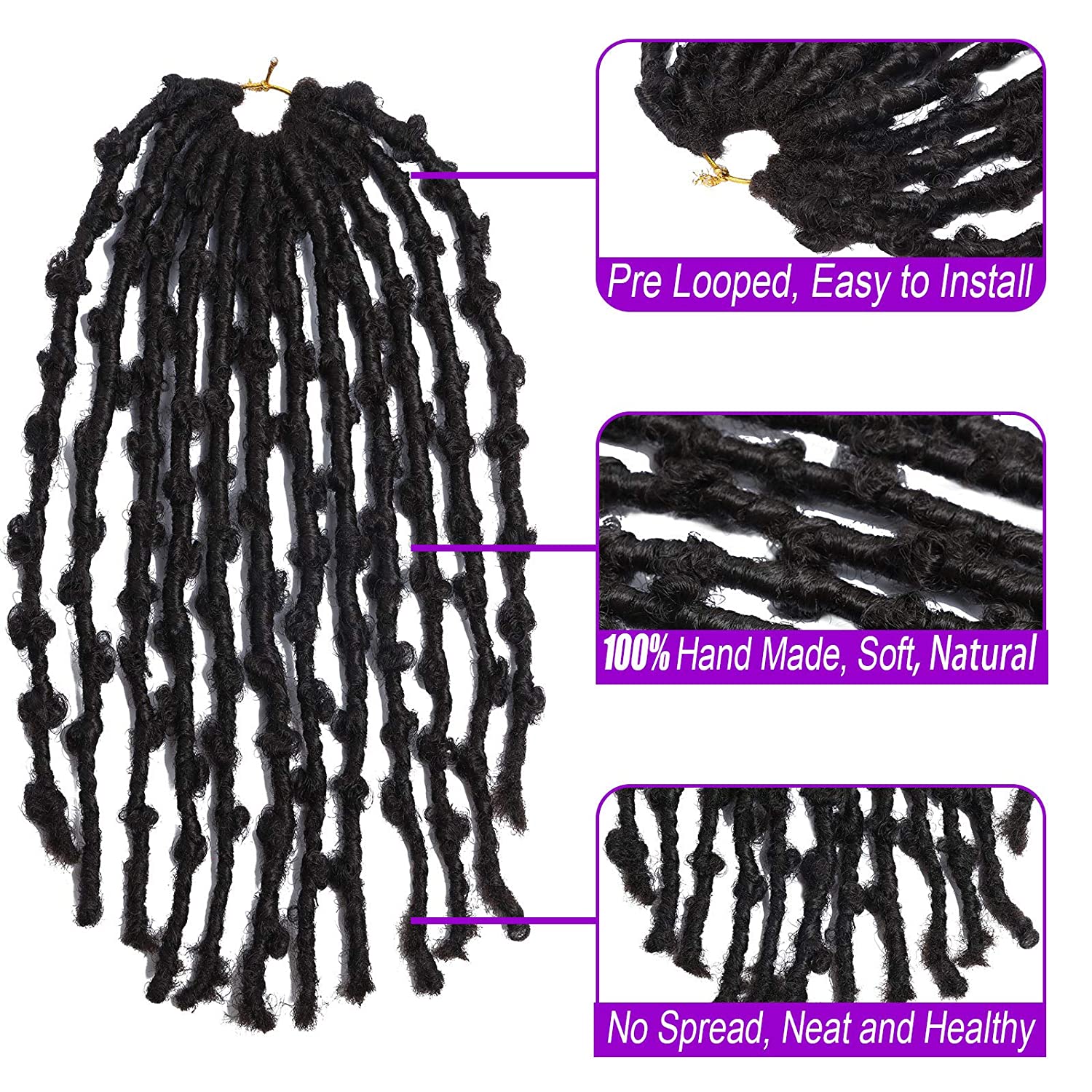 Distressed Locs Fluffy Crotchet Braiding Hair Water Wave Distressed Butterfly Locs Label Private Hair Butterfly Locs