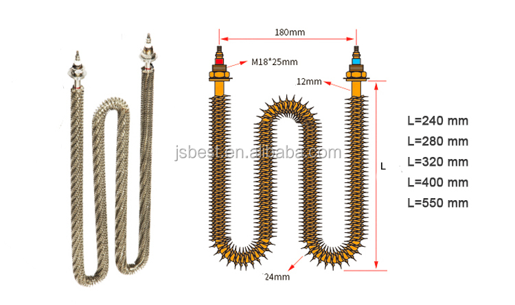 round shape stainless steel 304 industrial air heating Tubular electric tube fin heater