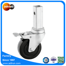 Square Stem 4" Rubber Wheel Industrial Caster