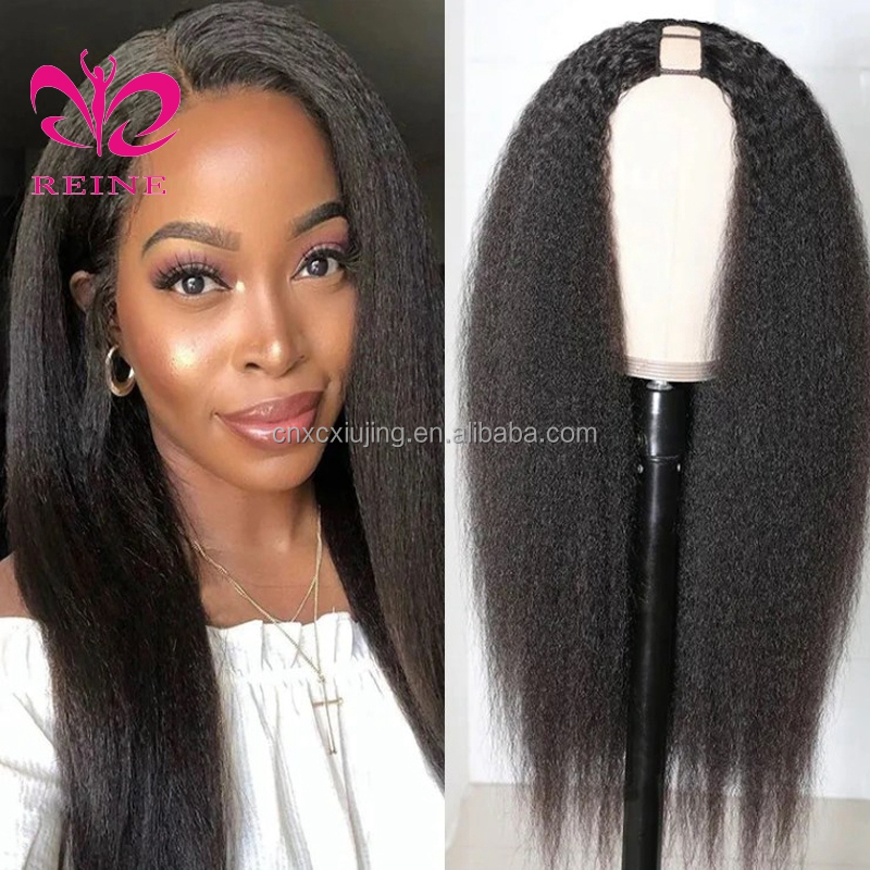 U Part Wig Human Hair Kinky Straight Human Hair Half Wig for Women U Shape Clip in Wigs Yaki Straight