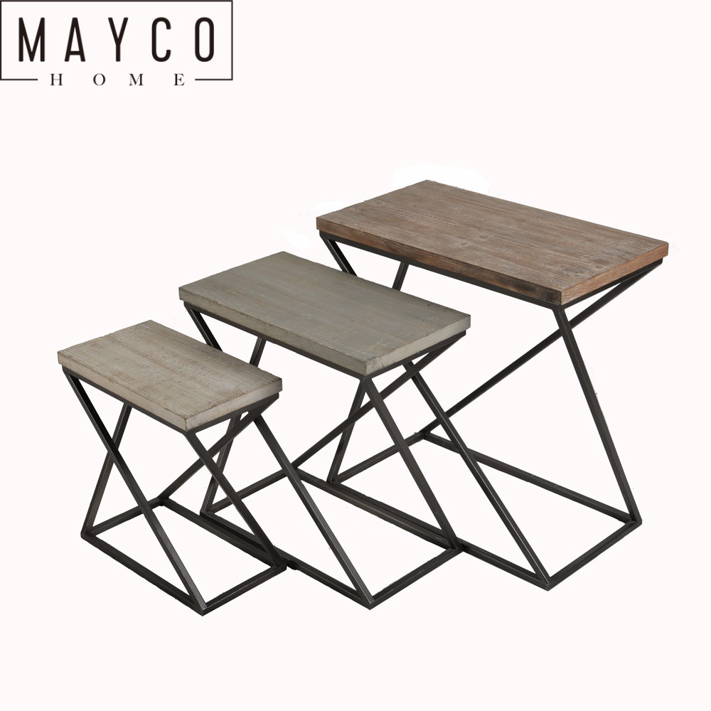 Mayco Accent Furniture 3 Piece Wood Painted Nesting Tables for Living Room