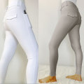 Premium grå hvide damer ridning leggings til lomme