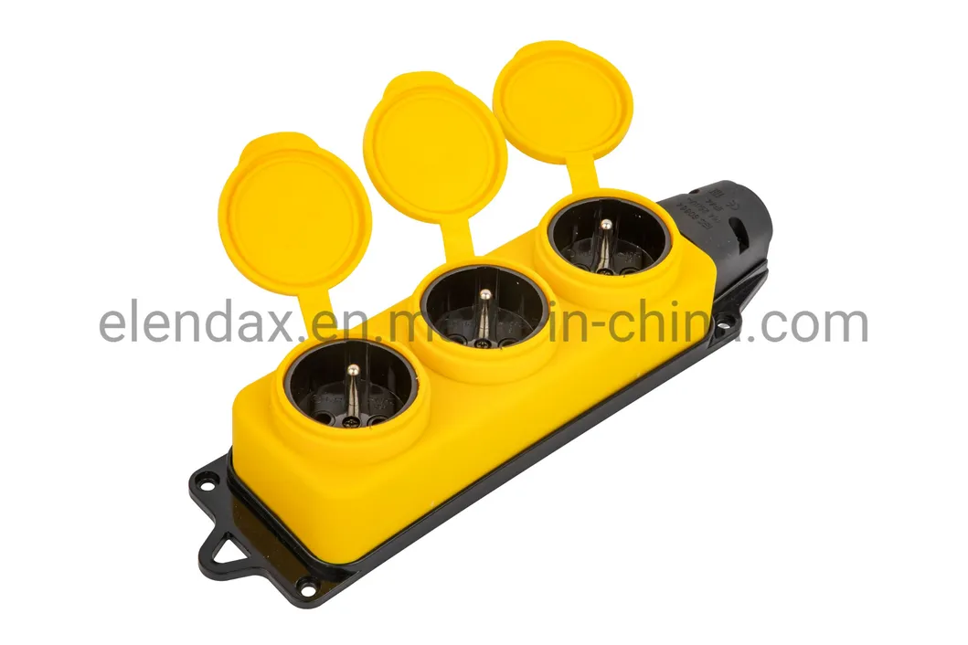 Немецкая 2-контактная электрическая водонепроницаемая розетка переменного тока, черная, синяя, оранжевая, красная, резиновая, 16 А, 250 В, с крышкой