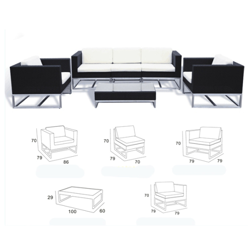 PE Cane Wicker 4pcs per set tea table Rattan Outdoor Furniture Sofa Jakarta MCD1003