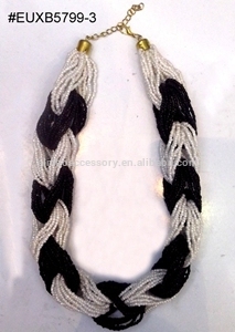 beads weaving necklaces/fashion seed beads weaving necklace/beads jewelry