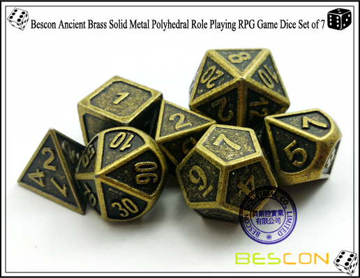 Bescon nuevo estilo antiguo latón de metal sólido rol poliédrico jugando RPG juego de dados conjunto (7 morir en el paquete) -5 Bescon New Style Ancient Brass Solid Metal Polyhedral Role Playing RPG Game Dice Set (7 Die in Pack)-5