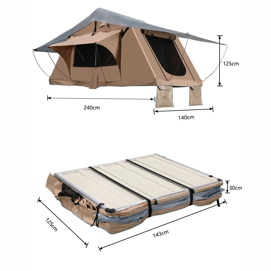 Tenda de topo de teto para carros externos para acampamento em família