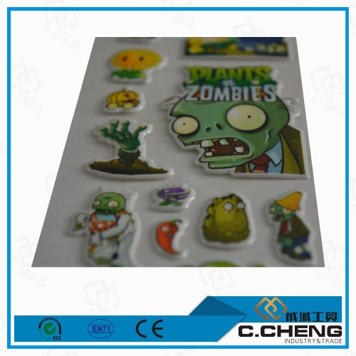 custom kids cartoon character puffy sticker