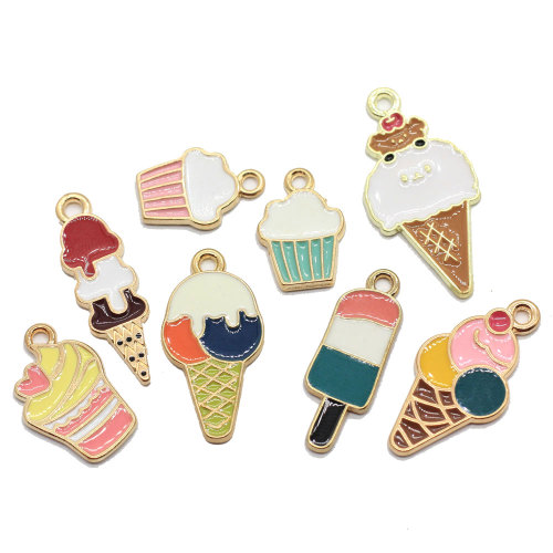 Verschiedene Design-Legierung Eiscreme Charms DIY Emaille Eis am Stiel Cupcake Metallic Sweet Food Anhänger Ohrring Schmuck Zubehör