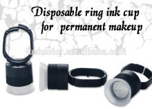 Permanent makeup black plastic ring ink cup & tattoo pigment finger cup with sponge