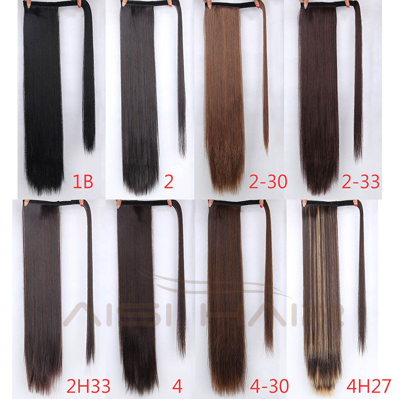 Wholesale Long Straight Wrap Around Ponytails Extension Synthetic Hair Drawstring Ponytail Hair Wigs