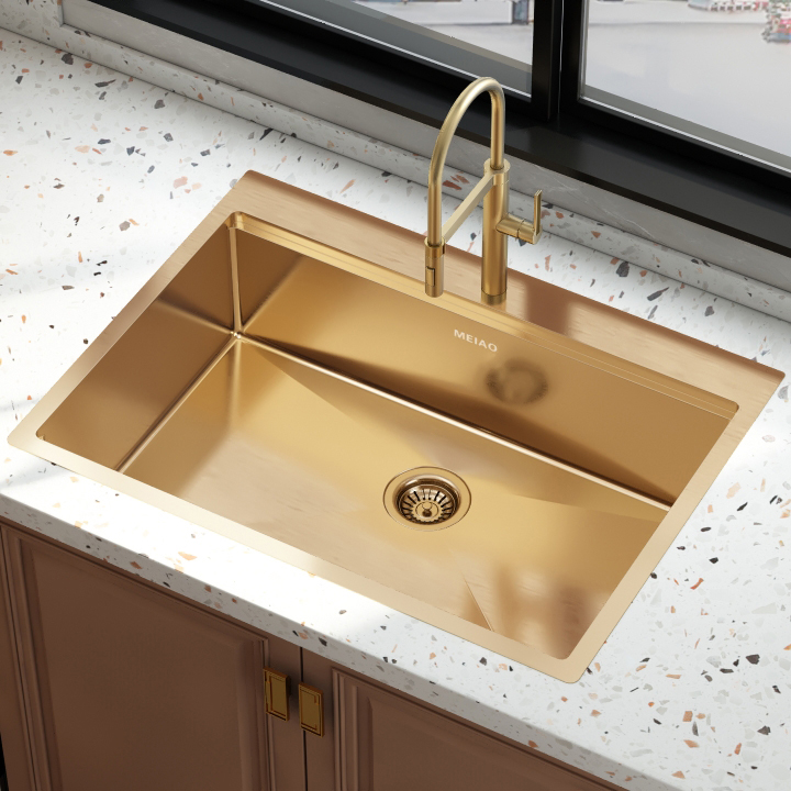 SUS304 Topmount Stainless Steel Above Counter Kitchen Sink