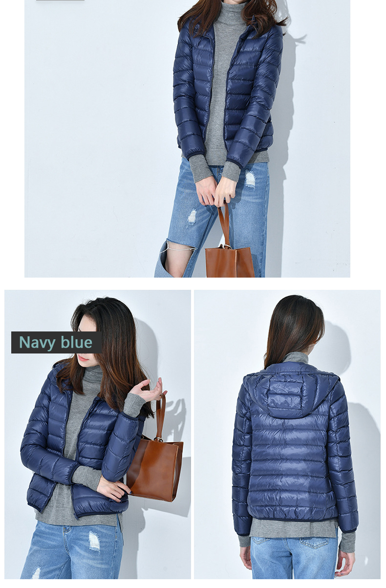 Women's Hooded Packable Ultra Light Weight Short Down Jacket