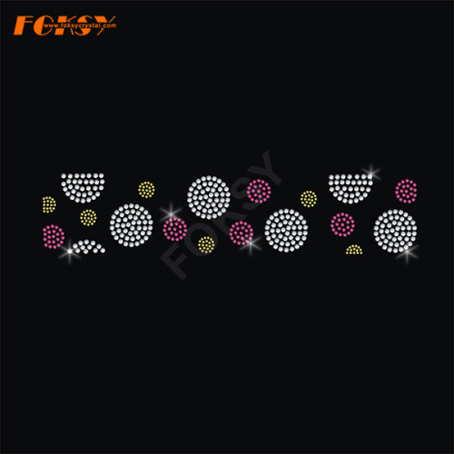 Colorful Flower Tailless Cheer Bow Heat Rhinestone Motif