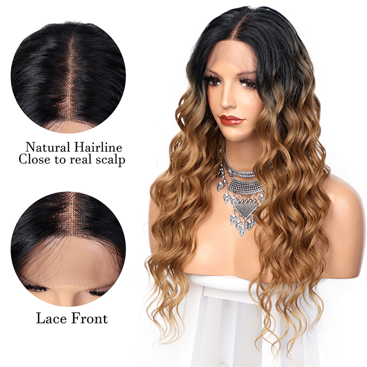 Vigorous Curly Hair for Black Women Lace Front Wigs Long Water Wave Synthetic Wig Heat Resistant Fiber Hair Replacement Wigs