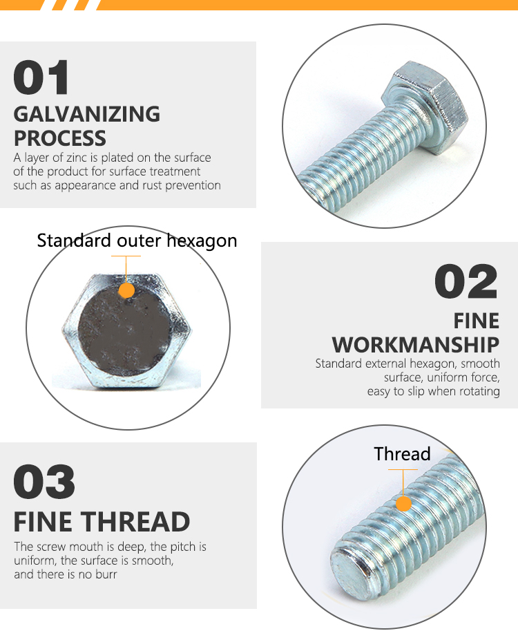 m25 m26 m28 hex bolt and nut galvanized Customized