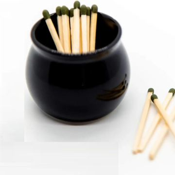 Ceramic Matchstick Storage Jar with Striker - Black