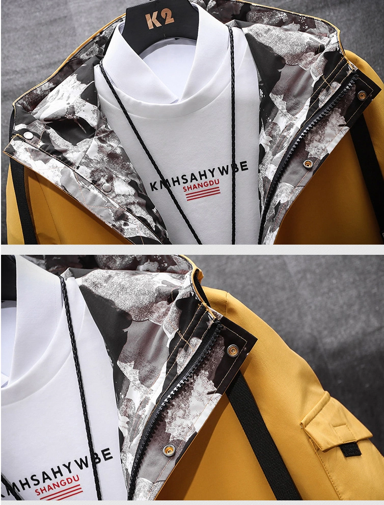 Spring and Autumn Korean Style Trendy Hooded MID-Length Jacket
