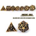 Hollowed DND Metal Dice Featured with 3D Dragon, Hollow Metal Dice