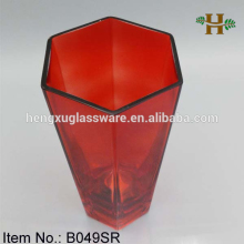 Six-side Polygon Red Flower Vase