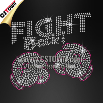 Fight Back Boxing Gloves Breast Cancer Rhinestone Transfer Wholesale Iron ons