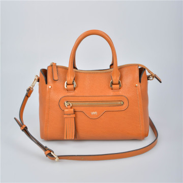 Leather tote bag with double handles