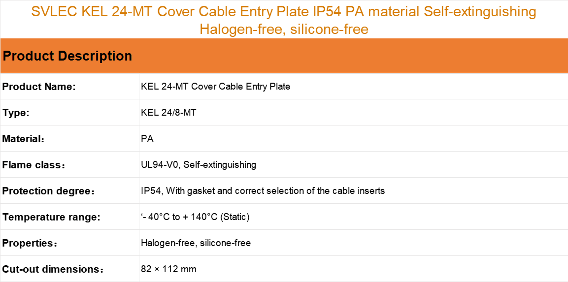 KEL 24-MT Cable Entry Plate