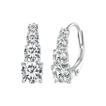 Fashion Sterling Silver Moissanite Earrings S925 Silver Plated Platinum Jewelry for Women