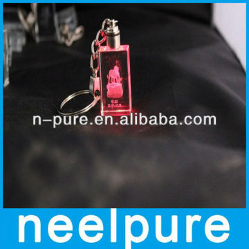 Customized 3D Laser Engraving crystal led keychain,LED crystal keychain