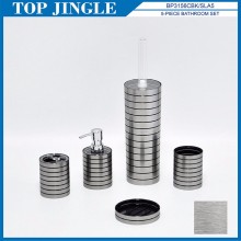5pcs Silver With Black Line Modern Bath Accessories