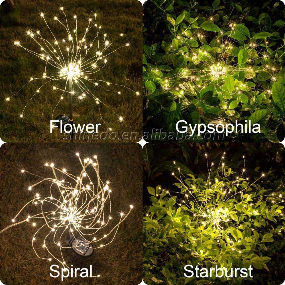 Lawn Lamp, 2/3pcs Solar Powered Copper Wire Beautiful Fireworks Design Lawn Light Outdoor Heatproof and Waterproof LED