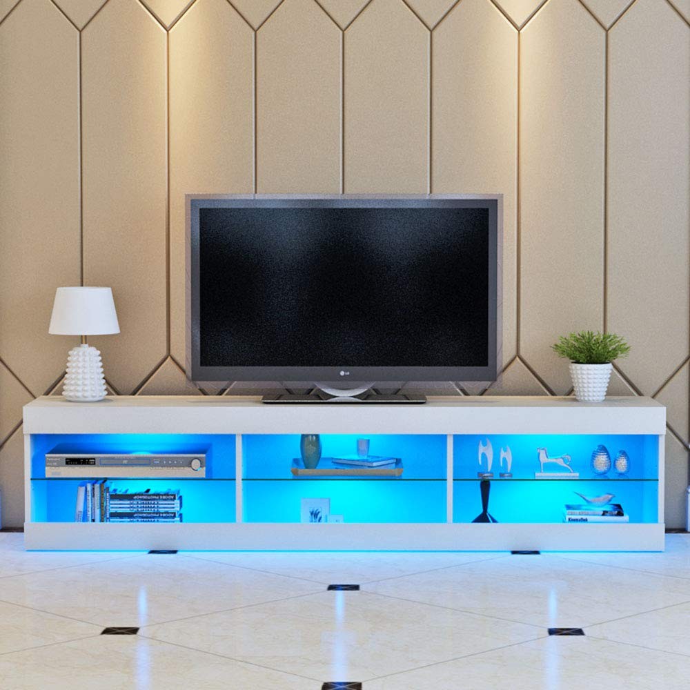 Glass Shelf TV Stand Wooden