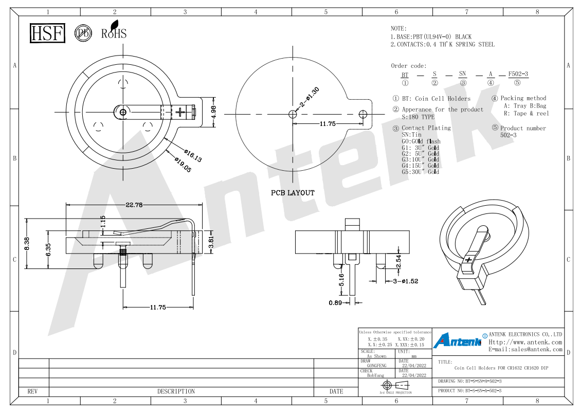 BT-S-SN-A-502-3 BT-S-SN-A-502-3