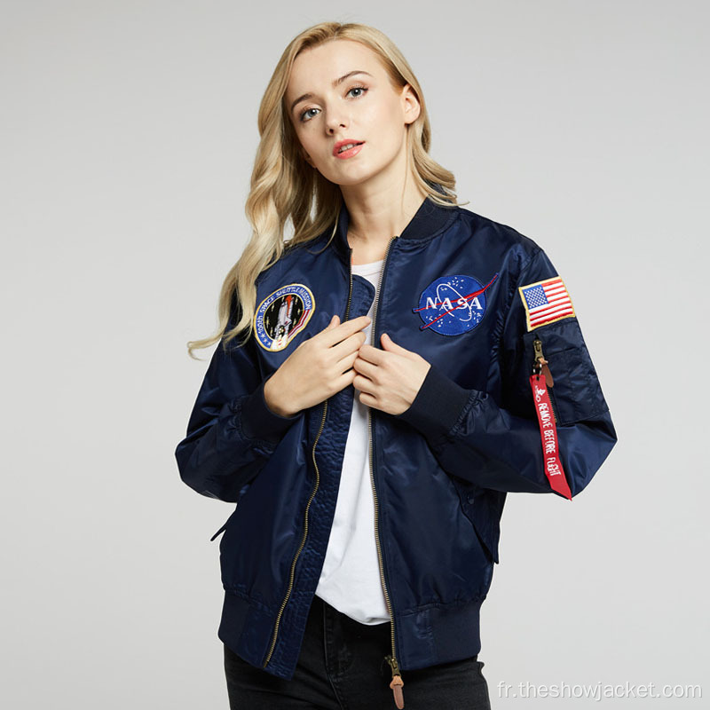 Vêtements à la mode Femmes Zipper Cartoon Patchwork Bomber Jacket