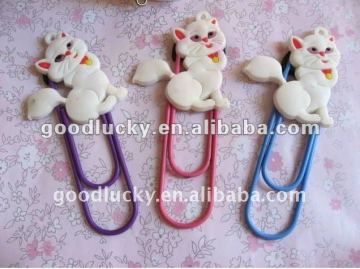 Cartoon paper clip,bookmark paper clip,PVC paper clip stand