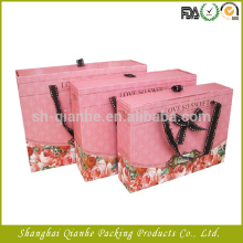 Drawer Paper Packaging Box With Ribbon Handle For Present