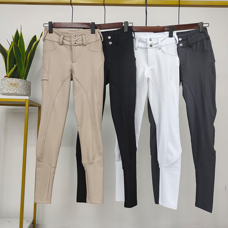 4 colors button breeches equestrian ladies