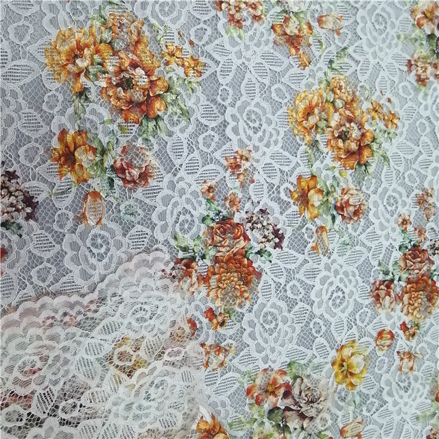 white clothing foil print lace fabric