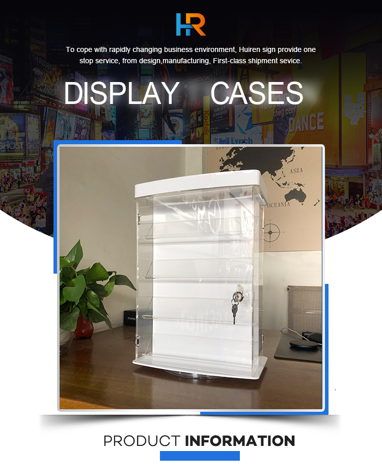 Double Sided 4 Tier Rotating Clear Acrylic Plastic Showcase Watch/Jewelry Display Box with Lock