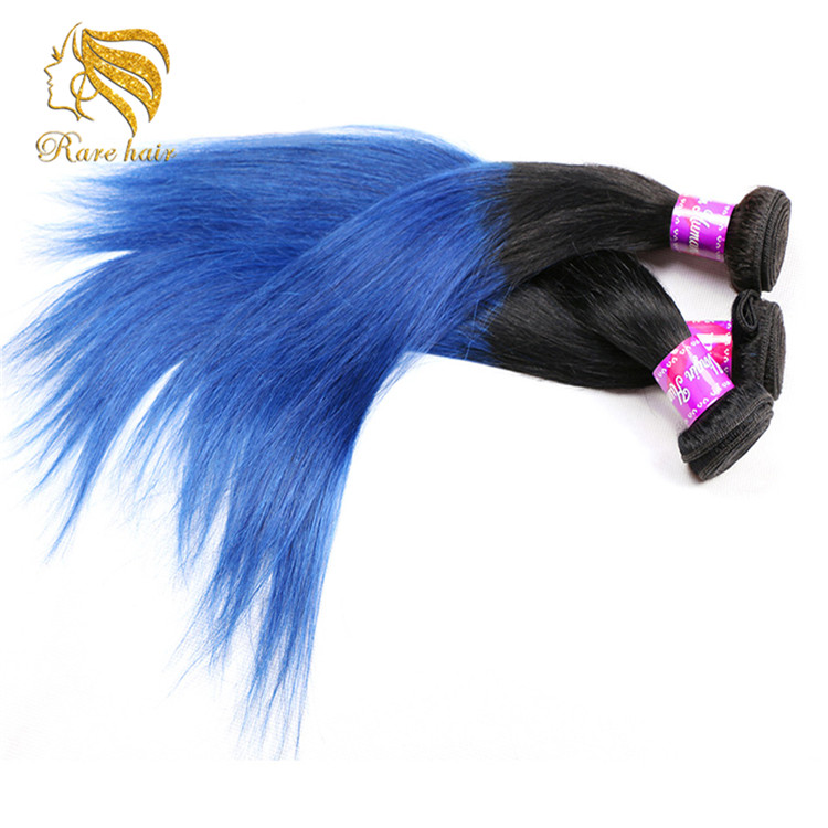 Fantasy Hair Smooth Straight Weave Dyed, Colored Ombre Blue Weaving Vivi Human Hair,Peruvian Straight Hair 5aaaaa