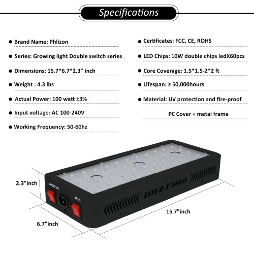 Phlizon 600w LED 성장 조명