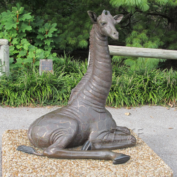 Outdoor Garden Ornament Sitting Lovely Life Size Bronze Giraffe