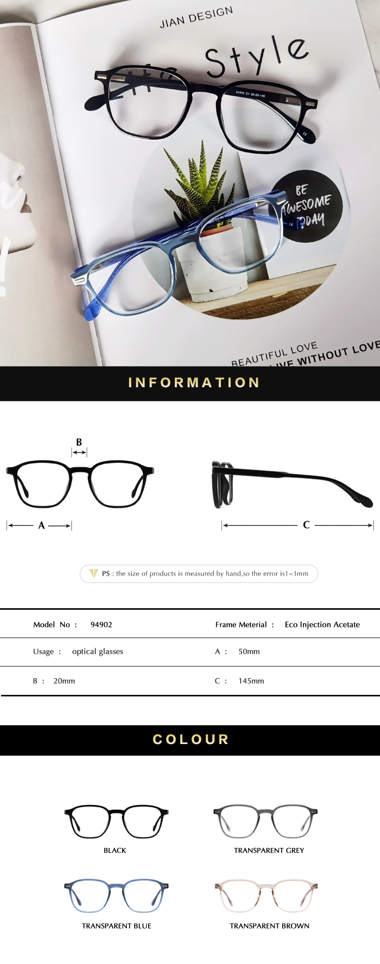 mens light acetate optical frame