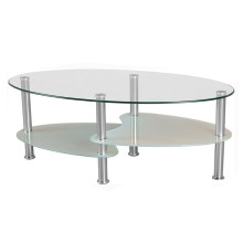 Fancy oval bent glass coffee table